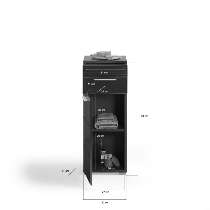 Demi colonne de salle de bain – Noir laqué – KLEANKIN 