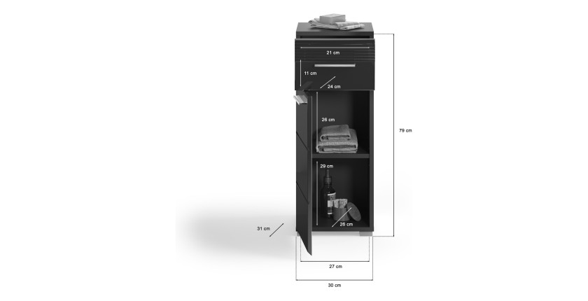 Demi colonne de salle de bain – Noir laqué – KLEANKIN 