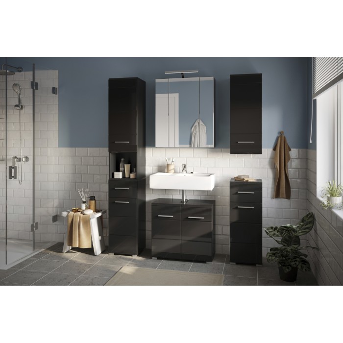 Demi colonne de salle de bain – Noir laqué – KLEANKIN 