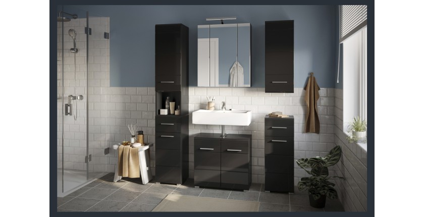 Demi colonne de salle de bain – Noir laqué – KLEANKIN 