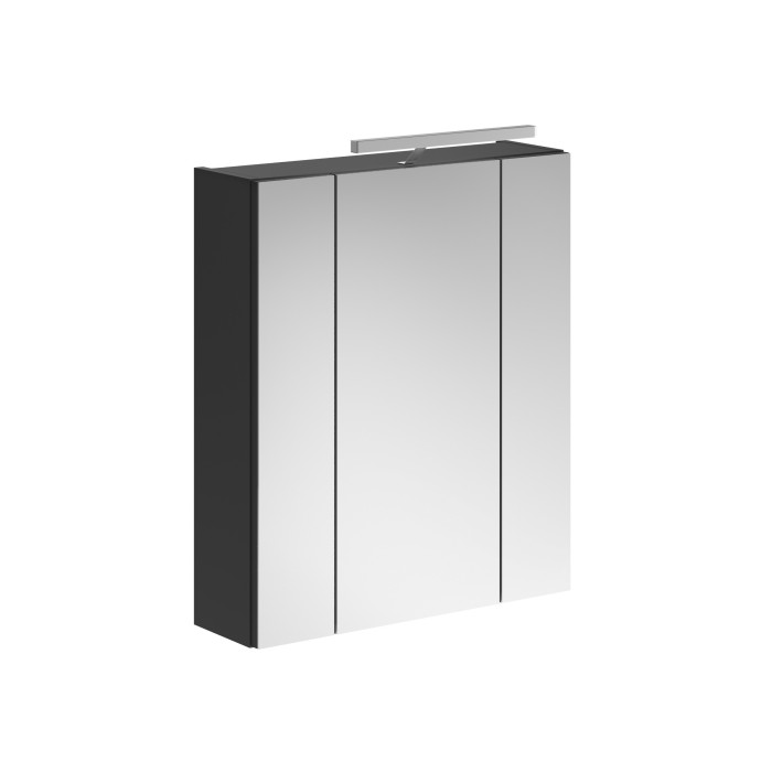Meuble de rangement avec miroir et LED – Noir laqué – KLEANKIN 