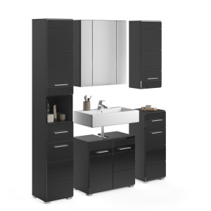 Ensemble de meubles de salle de bain : Meuble sous vasque + Colonne de salle de bain + 2 demi colonne + meuble de rangement avec