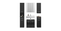 Ensemble de meubles de salle de bain : Meuble sous vasque + Colonne de salle de bain + 2 demi colonne + meuble de rangement avec