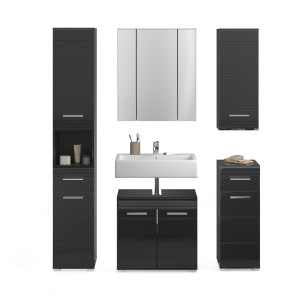 Ensemble de meubles de salle de bain : Meuble sous vasque + Colonne de salle de bain + 2 demi colonne + meuble de rangement avec
