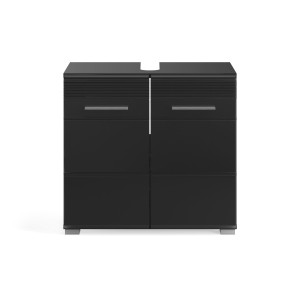 Ensemble de meubles de salle de bain : Meuble sous vasque + colonne de salle de bain + Meuble de rangement avec miroirs – Noir l