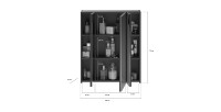 Ensemble de meubles de salle de bain : Meuble sous vasque + 2 demi colonnes + meuble de rangement avec miroirs – Noir laqué – KL