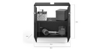 Ensemble de meubles de salle de bain : meuble sous vasque + armoire de rangement avec miroir – Noir laqué – KLEANKIN 