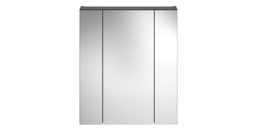 Ensemble de meubles de salle de bain : meuble sous vasque + armoire de rangement avec miroir – Noir laqué – KLEANKIN 