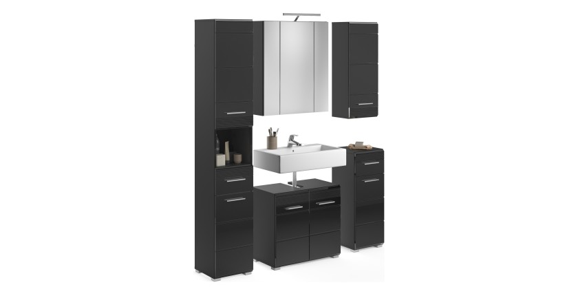 Ensemble de meubles de salle de bain : meuble sous vasque + colonne de salle de bain + 2 demi colonne + armoire de rangement ave