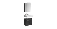 Ensemble de salle de bain : meuble sous vasque – Noir laqué – KLEANKIN 