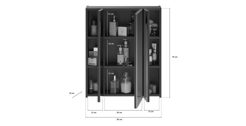 Ensemble de salle de bain : meuble sous vasque – Noir laqué – KLEANKIN 