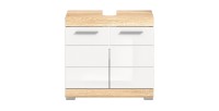 Meuble sous vasque LEWOTO – 2 portes – Blanc et chêne clair 