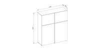 Set mobili da soggiorno HAVANA – Credenza alta, mobile TV, credenza bassa – Design moderno bianco e nero