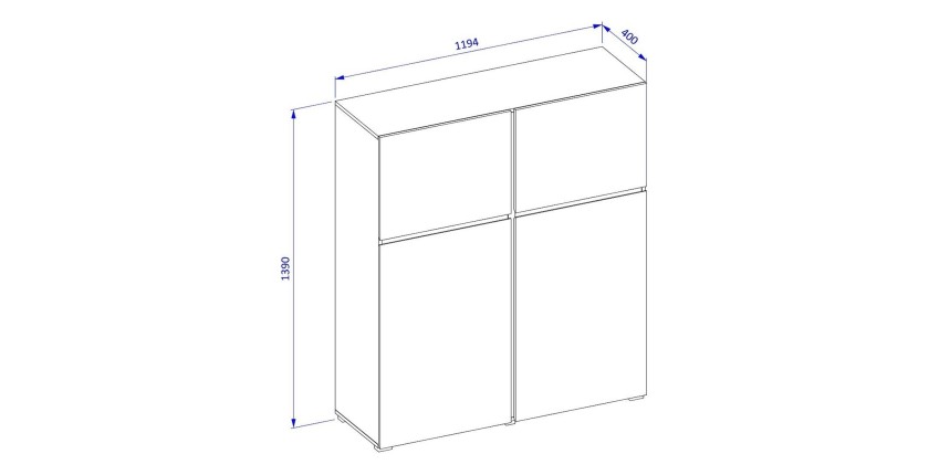 Set mobili da soggiorno HAVANA – Credenza alta, mobile TV, credenza bassa – Design moderno bianco e nero
