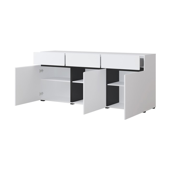 Salonmeubelset HAVANA - Hoge buffetkast, tv-meubel, lage buffetkast - Modern ontwerp in wit en zwart