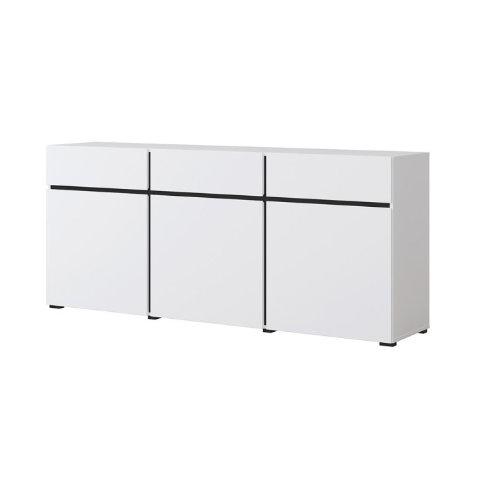 Salonmeubelset HAVANA - Hoge buffetkast, tv-meubel, lage buffetkast - Modern ontwerp in wit en zwart