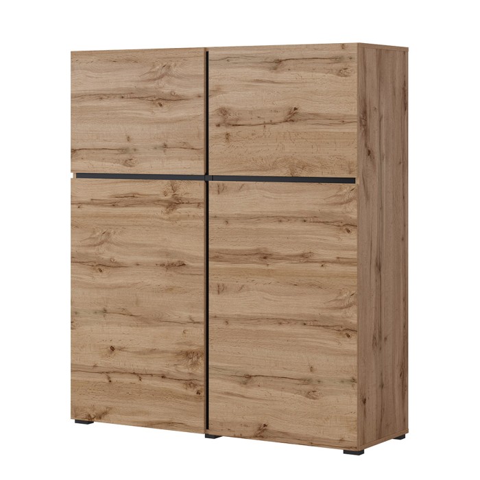 Wohnzimmermöbel-Set HAVANA – Hohes Sideboard, TV-Möbel, niedriges Sideboard – Modernes Design in Eiche und Schwarz
