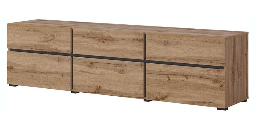 Ensemble meubles de salon HAVANA – Buffet haut, meuble TV, buffet bas – Design moderne chêne et noir