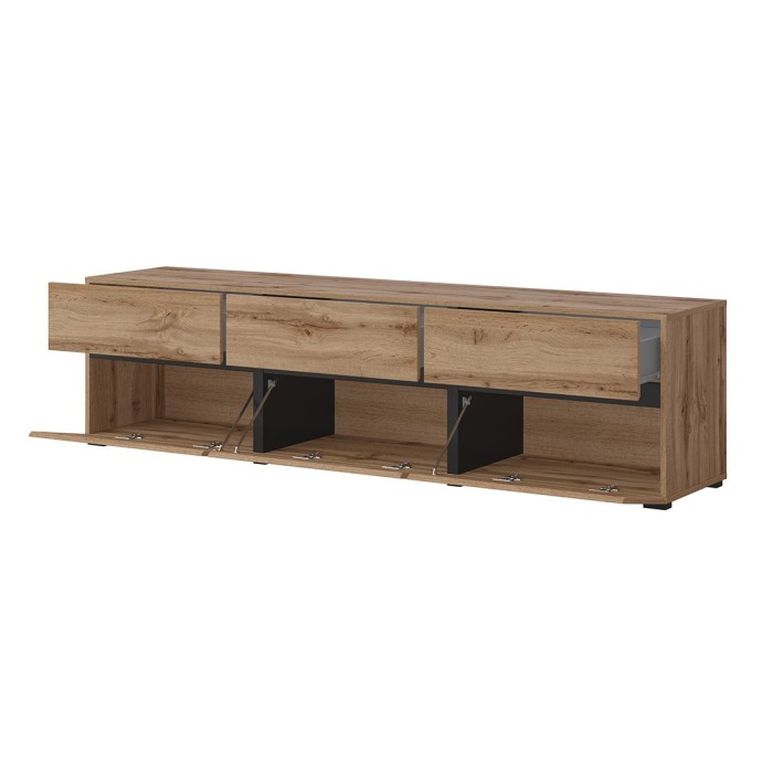 Wohnzimmermöbel-Set HAVANA – Hohes Sideboard, TV-Möbel, niedriges Sideboard – Modernes Design in Eiche und Schwarz