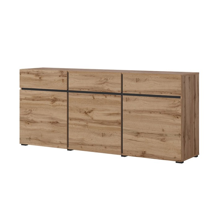 Wohnzimmermöbel-Set HAVANA – Hohes Sideboard, TV-Möbel, niedriges Sideboard – Modernes Design in Eiche und Schwarz