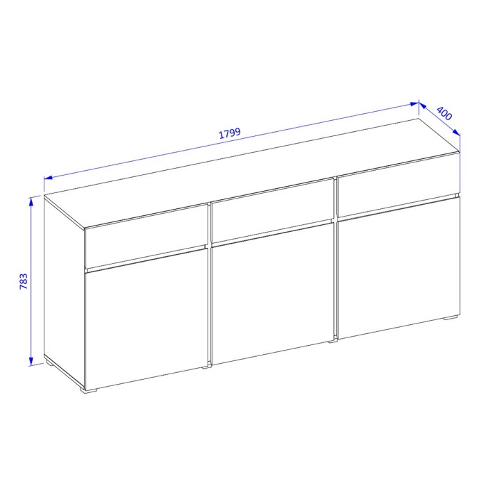 Wohnzimmermöbel-Set HAVANA – Hohes Sideboard, TV-Möbel, niedriges Sideboard – Modernes Design in Eiche und Schwarz