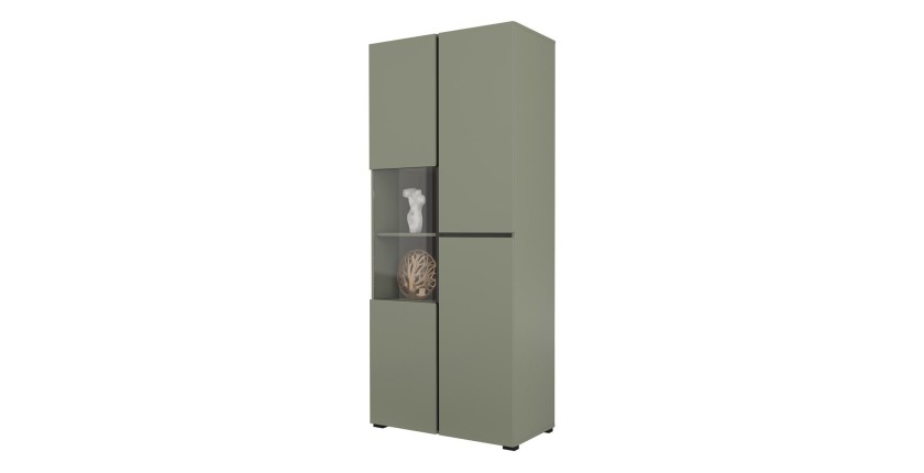 Ensemble de 4 meubles collection HAVANA coloris vert sauge. Meuble TV XL, vitrine, table basse, étagère
