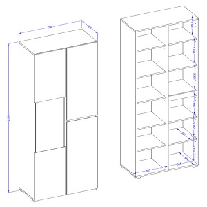 Insieme di 4 mobili collezione HAVANA colore verde salvia. Mobile TV XL, vetrina, tavolino, scaffale