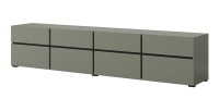 Ensemble de 4 meubles collection HAVANA coloris vert sauge. Meuble TV XL, vitrine, table basse, étagère