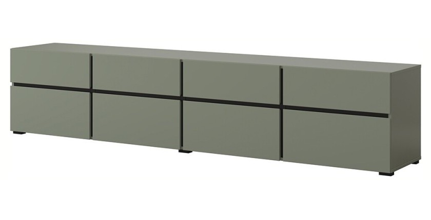 Ensemble de 4 meubles collection HAVANA coloris vert sauge. Meuble TV XL, vitrine, table basse, étagère