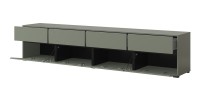 Insieme di 4 mobili collezione HAVANA colore verde salvia. Mobile TV XL, vetrina, tavolino, scaffale