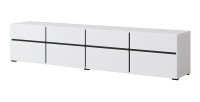 Ensemble de 4 meubles collection HAVANA coloris blanc et noir. Meuble TV XL, vitrine, table basse, étagère
