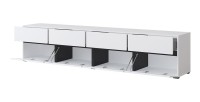 Ensemble de 4 meubles collection HAVANA coloris blanc et noir. Meuble TV XL, vitrine, table basse, étagère