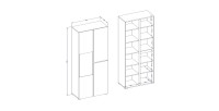 Ensemble de 4 meubles collection HAVANA coloris blanc et noir. Meuble TV XL, vitrine, table basse, étagère