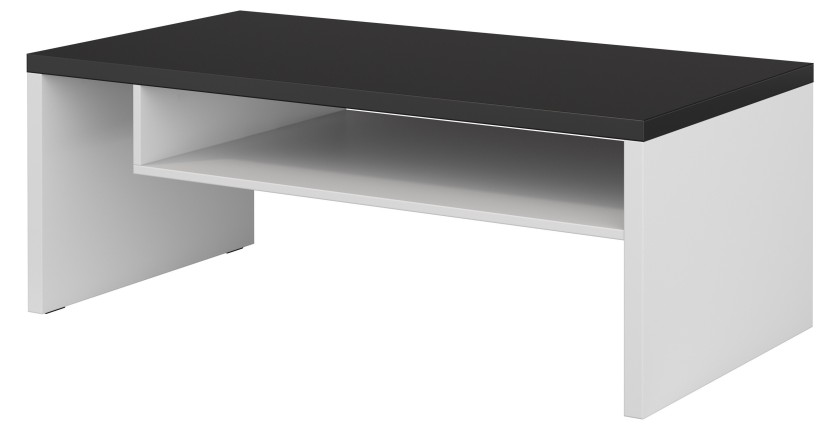 Ensemble de 4 meubles collection HAVANA coloris blanc et noir. Meuble TV XL, vitrine, table basse, étagère