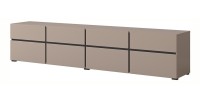Ensemble de 4 meubles collection HAVANA coloris beige et noir. Meuble TV XL, vitrine, table basse, étagère