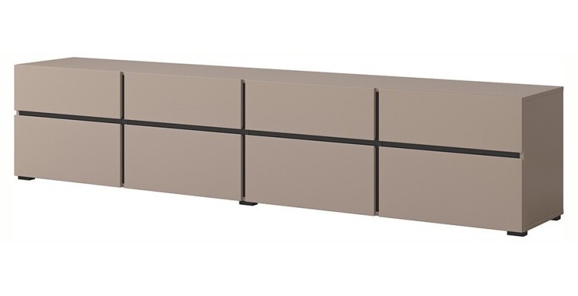 Conjunto de 4 muebles colección HAVANA color beige y negro. Mueble para TV XL, vitrina, mesa de centro, estantería.