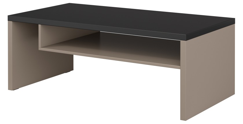 Ensemble de 4 meubles collection HAVANA coloris beige et noir. Meuble TV XL, vitrine, table basse, étagère