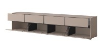 Ensemble de 4 meubles collection HAVANA coloris beige et noir. Meuble TV XL, vitrine, table basse, étagère