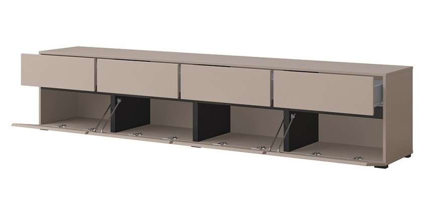 Conjunto de 4 muebles colección HAVANA color beige y negro. Mueble para TV XL, vitrina, mesa de centro, estantería.