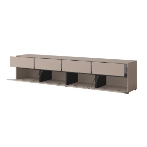 Conjunto de 4 muebles colección HAVANA color beige y negro. Mueble para TV XL, vitrina, mesa de centro, estantería.