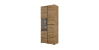 Conjunto de 4 muebles colección HAVANA en colores roble y negro. Mueble para TV XL, vitrina, mesa de centro, estantería.