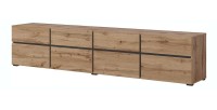 Conjunto de 4 muebles colección HAVANA en colores roble y negro. Mueble para TV XL, vitrina, mesa de centro, estantería.