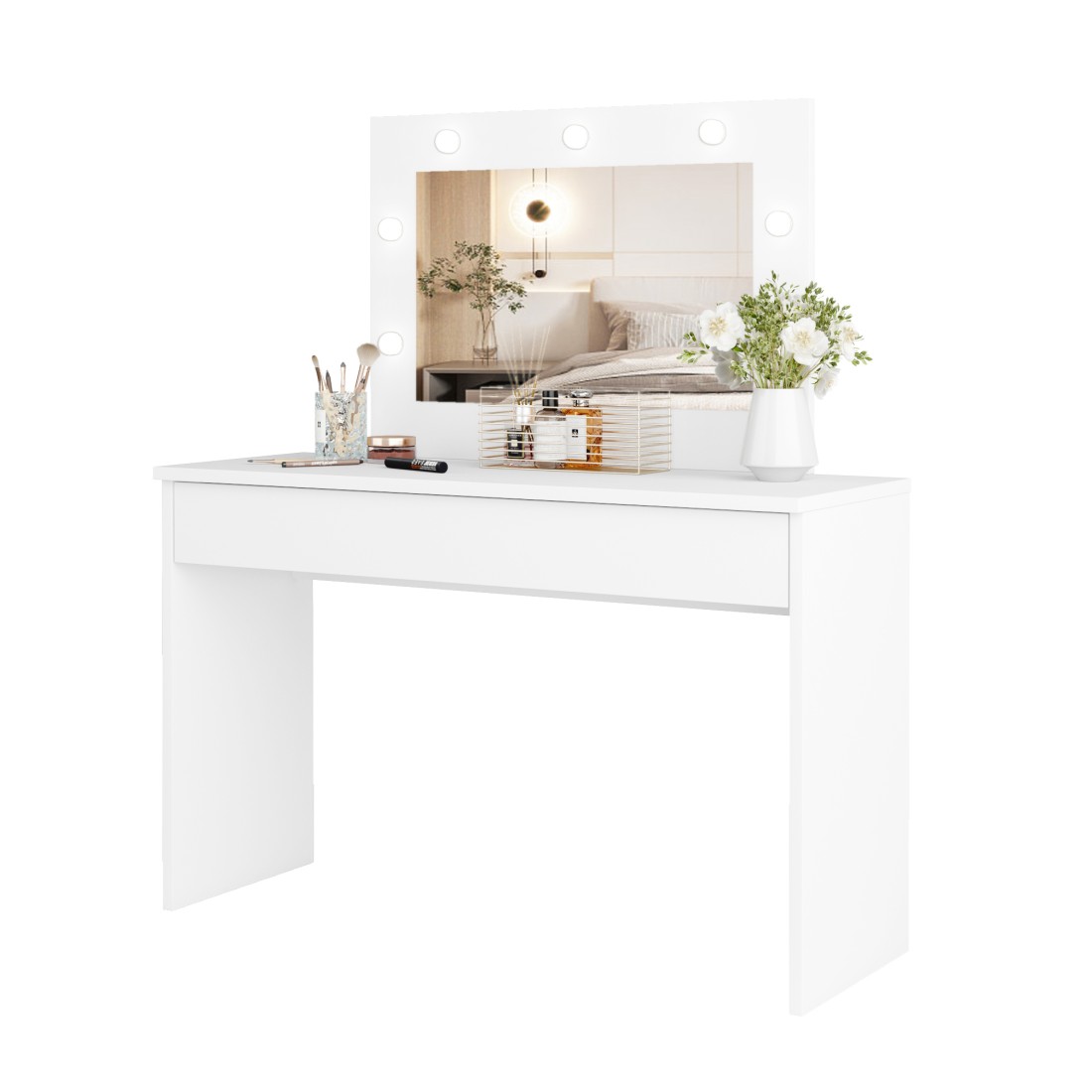 Coiffeuse DIVA bianca – Con specchio, cassetto e illuminazione LED – Eleganza e funzionalità