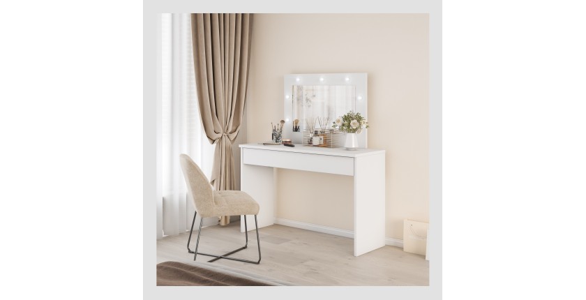 Coiffeuse DIVA bianca – Con specchio, cassetto e illuminazione LED – Eleganza e funzionalità