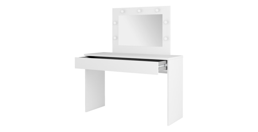 Coiffeuse DIVA blanche – Avec miroir, tiroir et éclairage LED – Élégance et fonctionnalité