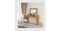 Coiffeuse DIVA chêne – Avec miroir, tiroir et LED – Élégance naturelle et fonctionnalité