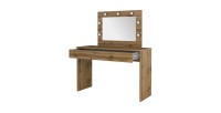 Coiffeuse DIVA chêne – Avec miroir, tiroir et LED – Élégance naturelle et fonctionnalité