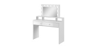 Coiffeuse SENSA blanche – Avec miroir, tiroir, étagère et LED – Design épuré et fonctionnel
