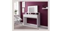 Coiffeuse SENSA blanche – Avec miroir, tiroir, étagère et LED – Design épuré et fonctionnel