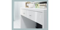 Toilettino SENSA bianco - Con specchio, cassetto, scaffale e LED - Design pulito e funzionale